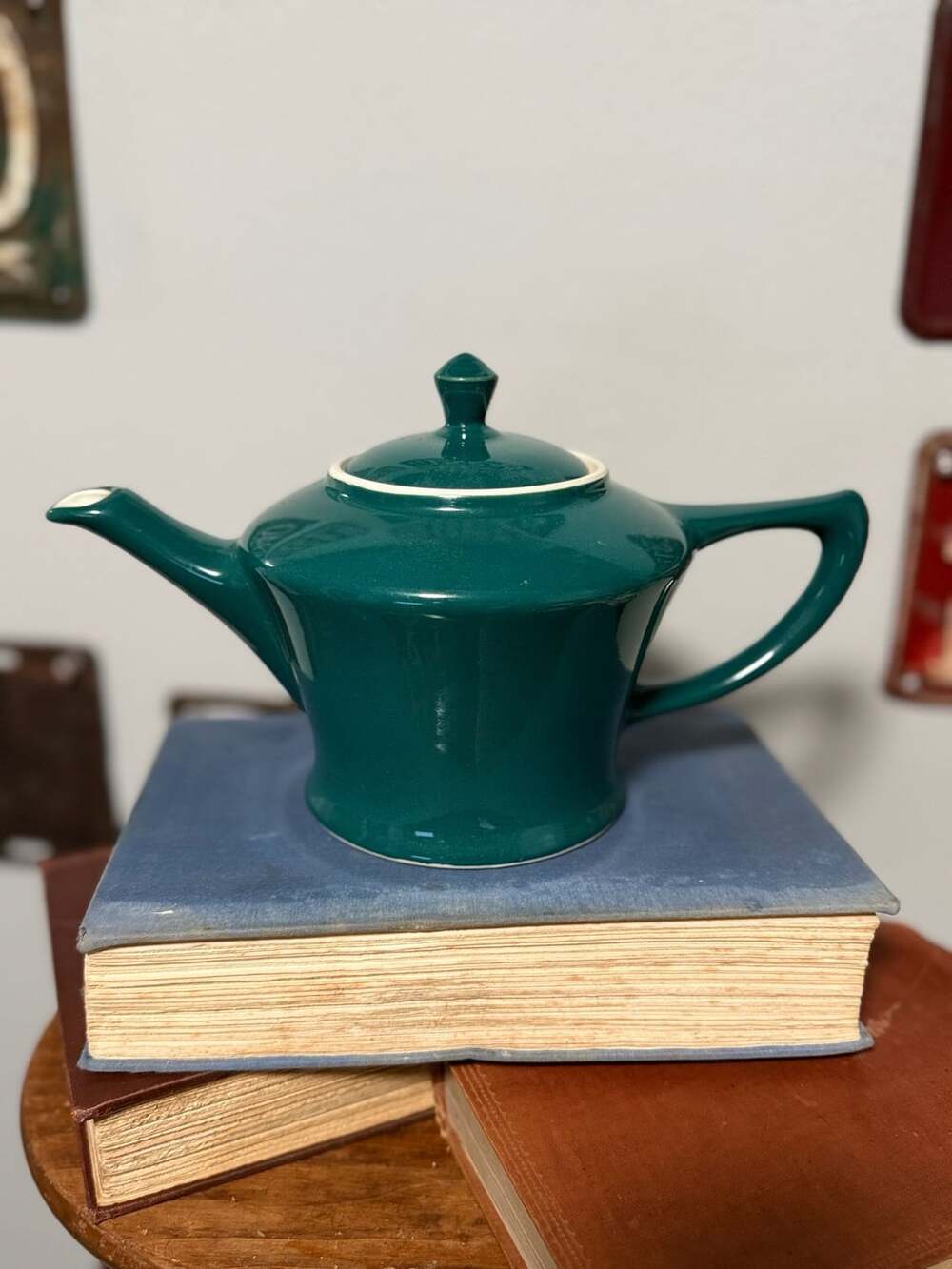 Vintage Hall China Co. Turquoise Green Albany Teapot with Lid USA